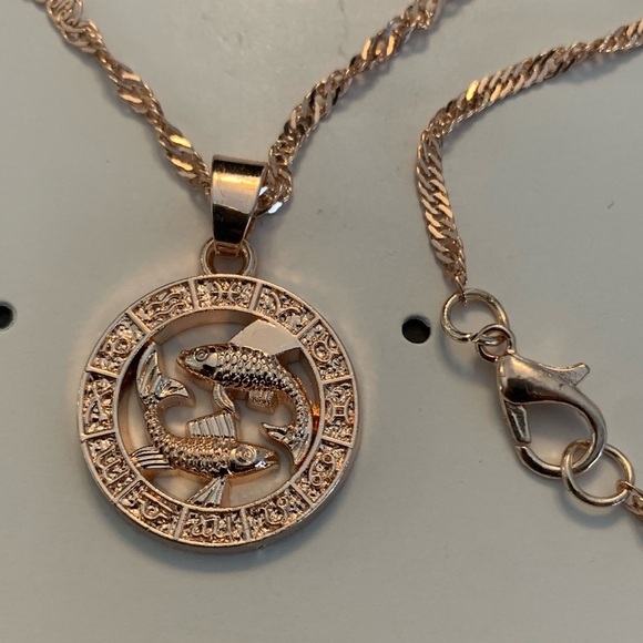 Pisces Pendant on 19” Chain in Rose Gold Color - Picture 2 of 2